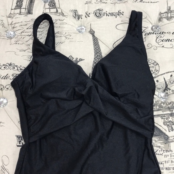 Tahari Surplice Wrap One-Piece Swimsuit - Picture 3 of 7
